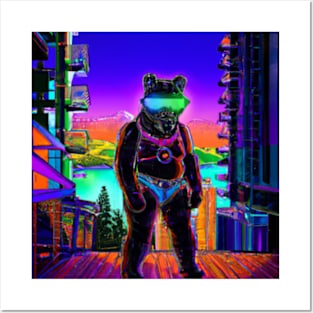 Cyberpunk Tahoe Bear Posters and Art